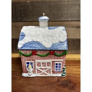 Christmas Barn Cookie Jar In Box